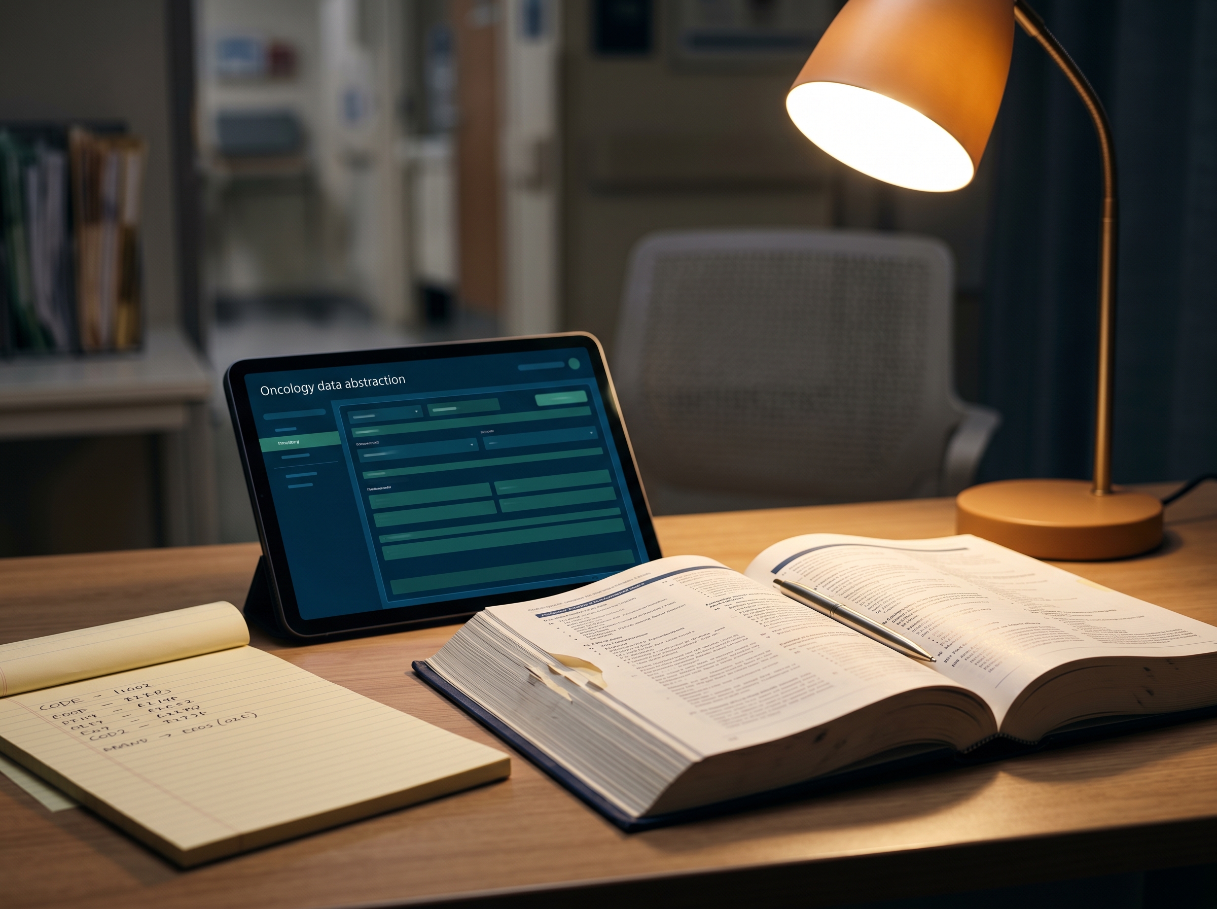 Cancer registrar workstation with oncology references