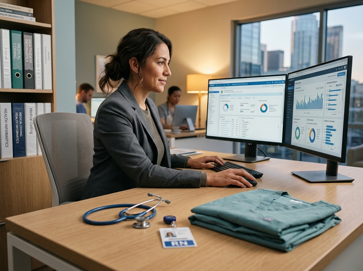 Nurse transitioning to a desk-based HIM role